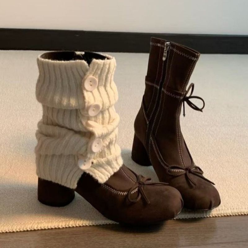 Chelsea Boots Suede - Bow High Heels Women Boots New