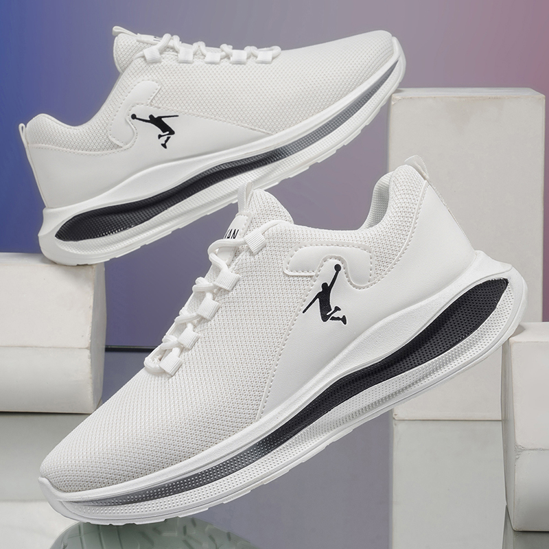 Men'S Shoes Black And White - Men Running Sneakers Light Cushion Soft