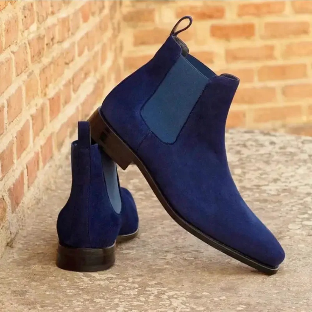 Chelsea Boots Suede - Chelsea Boots Men Blue Faux Suede