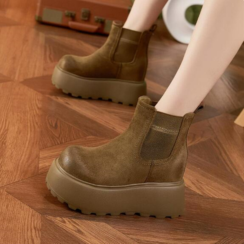 Chelsea Boots Suede - Luxury Suede Cow Genuine Leather Snow