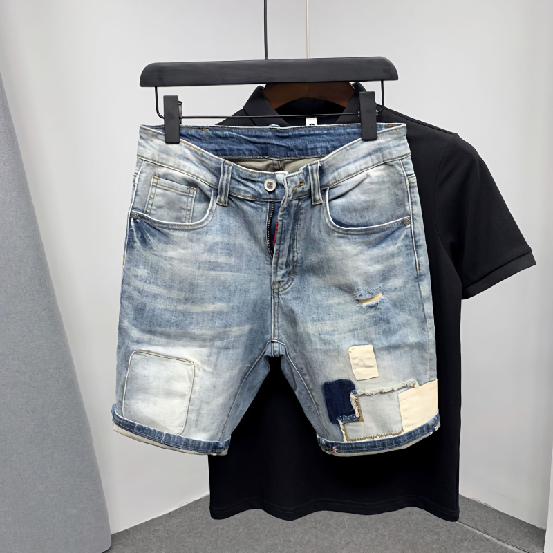 Men'S Shoes For Jeans - Straight Male Denim Shorts Ripped Jorts