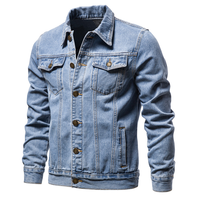 Men'S Shoes For Jeans - 2025 Autumn Men Solid Denim Jackets