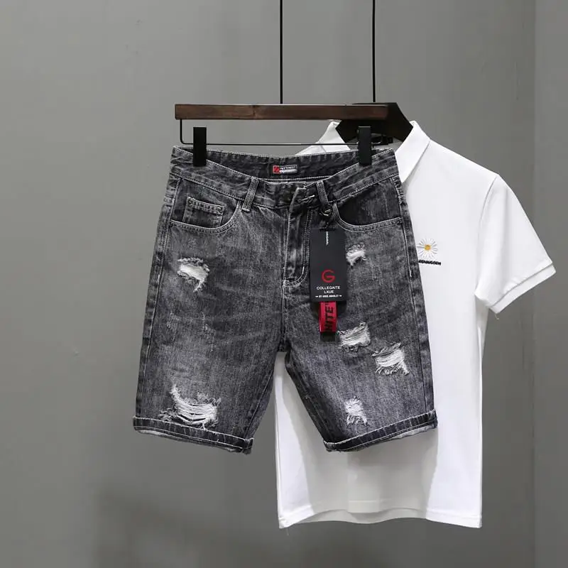 Men'S Shoes For Jeans - Men's Short Jeans Pants Black Gray
