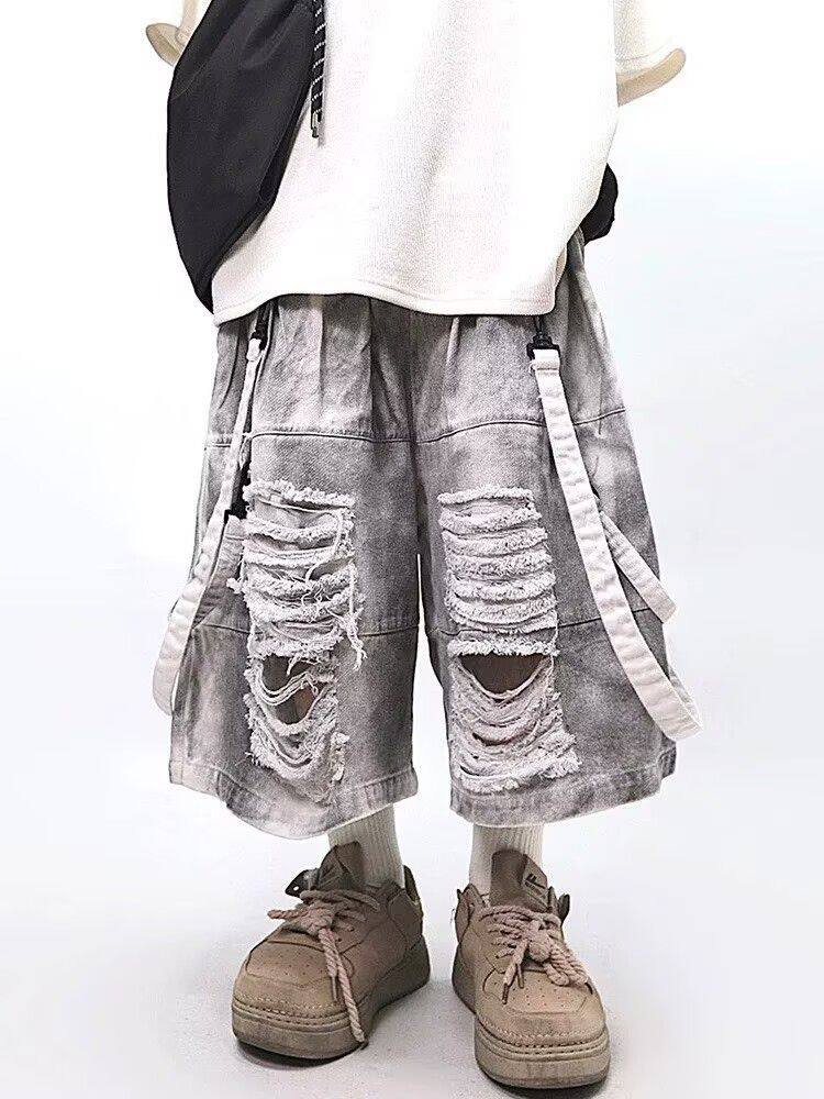 Men'S Shoes For Jeans - Retro Hip-hop Men's Ripped Jeans Summer