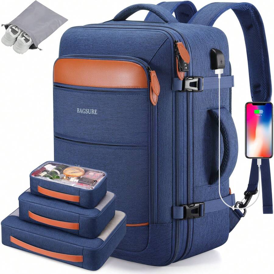 5PCS Travel Backpack Carry On  - Men'S Shoes Water Resistant recension och pris