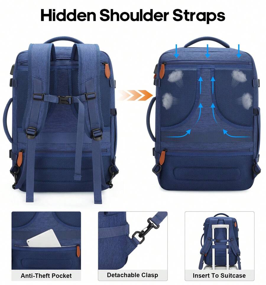 5PCS Travel Backpack Carry On  - Men'S Shoes Water Resistant recension och pris