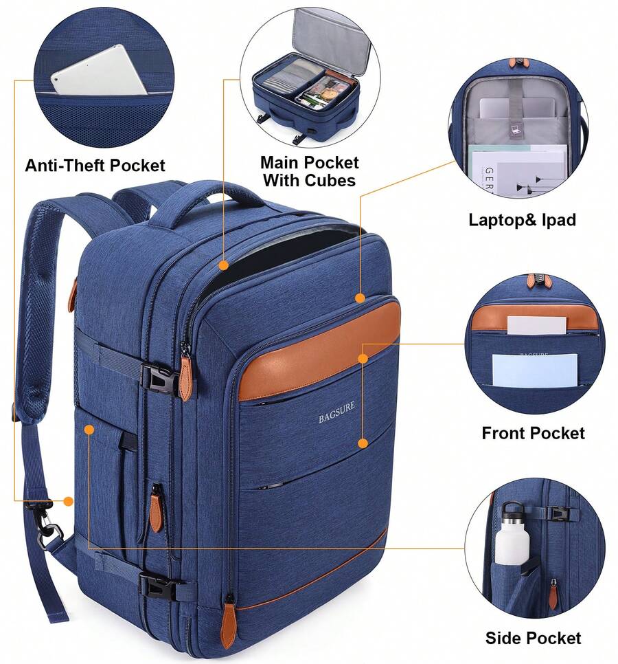 5PCS Travel Backpack Carry On  - Men'S Shoes Water Resistant recension och pris