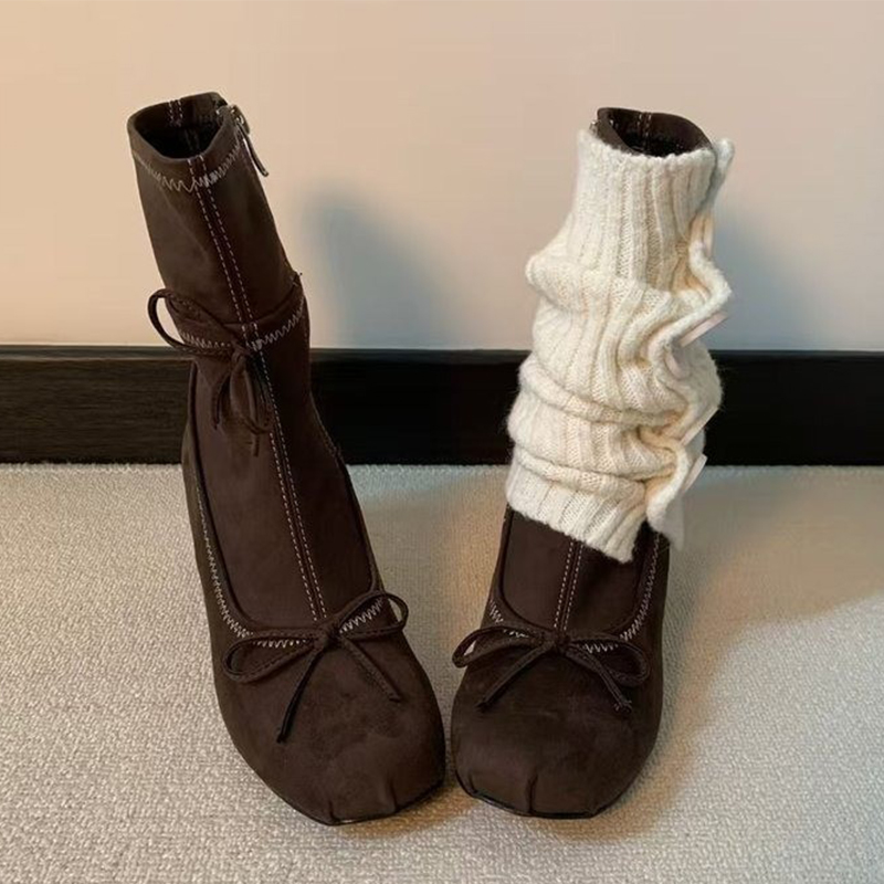 Bow High Heels Women Boots New - Chelsea Boots Suede recension och pris