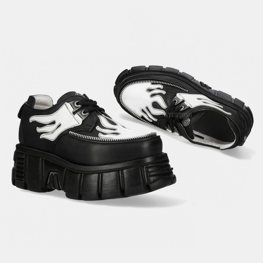 Women Black White Flame Print  - Men'S Shoes Black And White recension och pris
