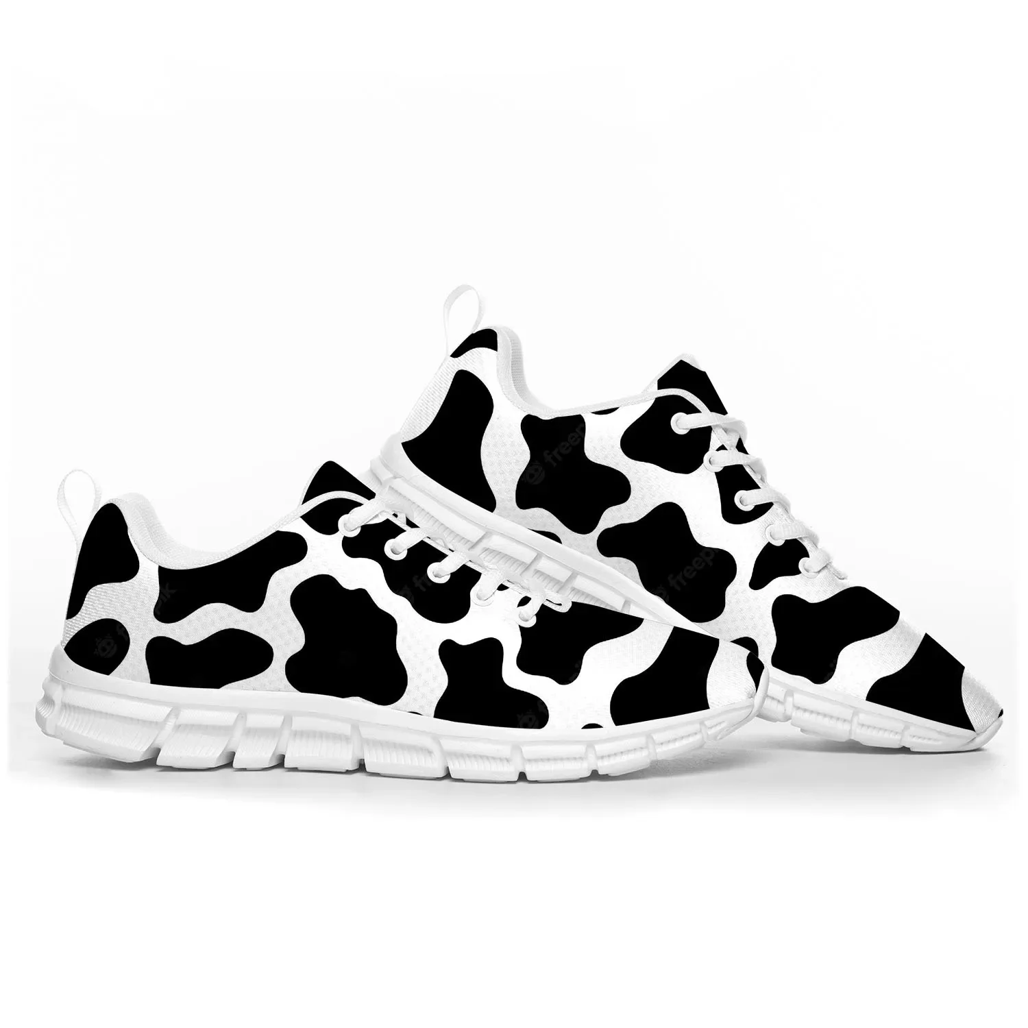 Cow Print 3D Pattern Sports Sh - Men'S Shoes Black And White recension och pris