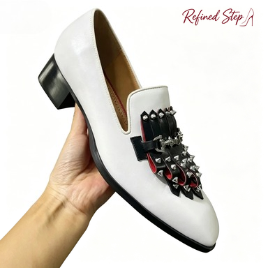 Metal Rivets Black Tassels Whi - Men'S Shoes Black And White recension och pris