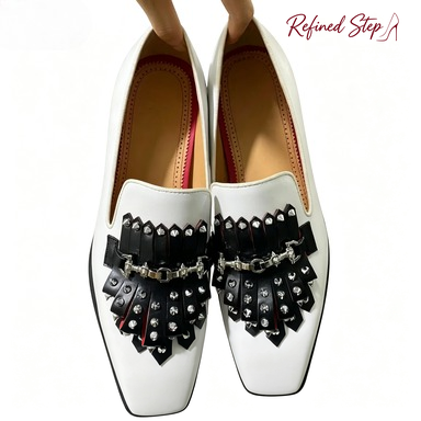 Metal Rivets Black Tassels Whi - Men'S Shoes Black And White recension och pris