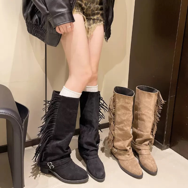 Women Knee-high Boots Tassel D - Chelsea Boots Suede recension och pris