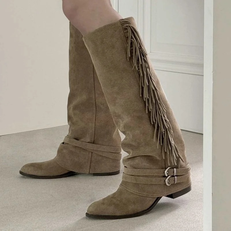 Women Knee-high Boots Tassel D - Chelsea Boots Suede recension och pris