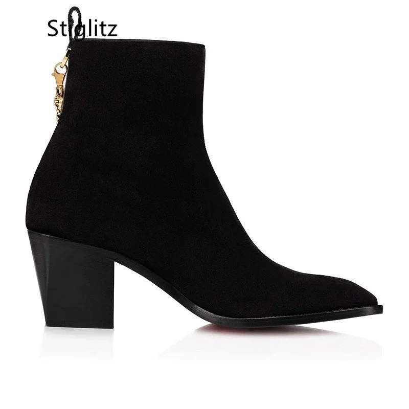 Suede Ankle Boots Gold Chain H - Chelsea Boots Suede recension och pris